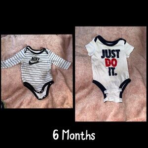 Nike Striped and Slogan Bodysuit Set - Black, White, Red